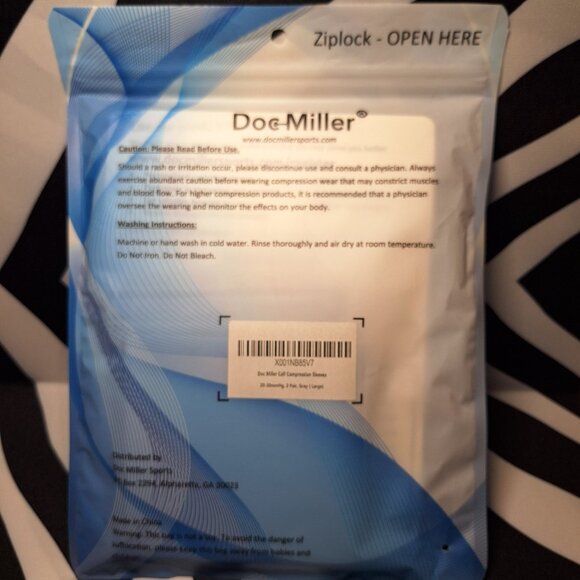 Doc Miller Compression Calf Sleeve Large Gray * 2 Pairs * - Picture 3 of 4